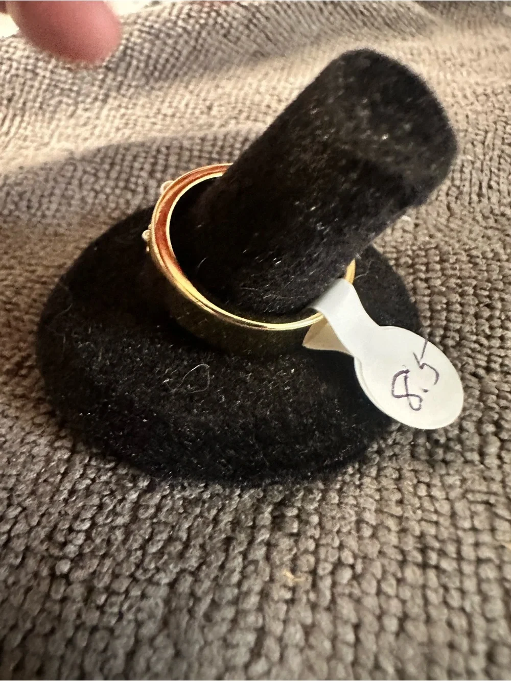 Gold Tone Men’s Star Motif Ring with Pearl Accent size 8.5